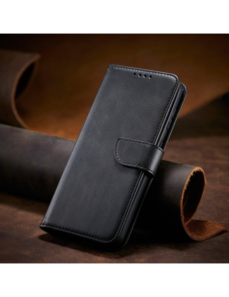 Magnet Case elegantiškas dėklas su atvartu ir stovo funkcija, skirta Samsung Galaxy S22+ (S22 Plus) juoda