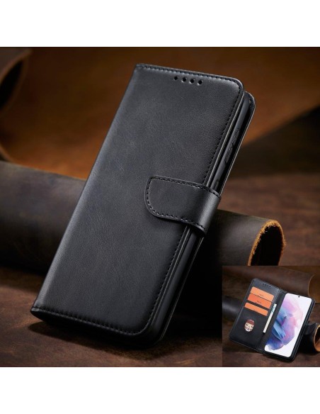 Magnet Case elegantiškas dėklas su atvartu ir stovo funkcija, skirta Samsung Galaxy S22+ (S22 Plus) juoda