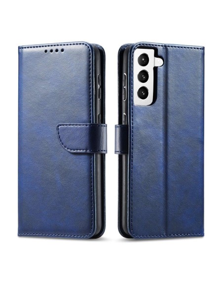 Magnet Case elegantiškas dėklas su atvartu ir stovo funkcija, skirta Samsung Galaxy S22+ (S22 Plus) mėlynai