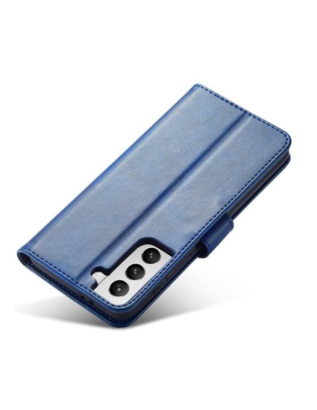 Magnet Case elegantiškas dėklas su atvartu ir stovo funkcija, skirta Samsung Galaxy S22+ (S22 Plus) mėlynai