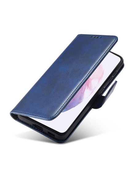Magnet Case elegantiškas dėklas su atvartu ir stovo funkcija, skirta Samsung Galaxy S22+ (S22 Plus) mėlynai