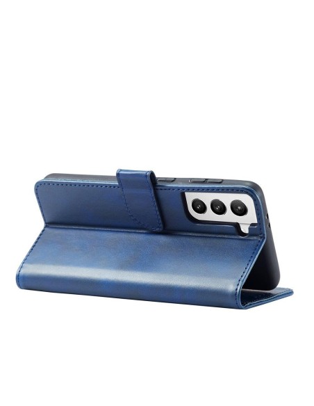 Magnet Case elegantiškas dėklas su atvartu ir stovo funkcija, skirta Samsung Galaxy S22+ (S22 Plus) mėlynai