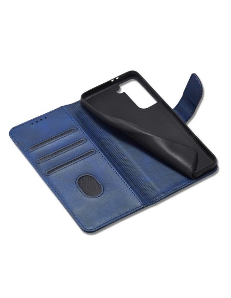 Magnet Case elegantiškas dėklas su atvartu ir stovo funkcija, skirta Samsung Galaxy S22+ (S22 Plus) mėlynai