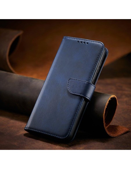 Magnet Case elegantiškas dėklas su atvartu ir stovo funkcija, skirta Samsung Galaxy S22+ (S22 Plus) mėlynai