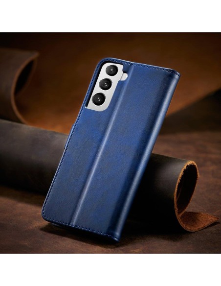 Magnet Case elegantiškas dėklas su atvartu ir stovo funkcija, skirta Samsung Galaxy S22+ (S22 Plus) mėlynai