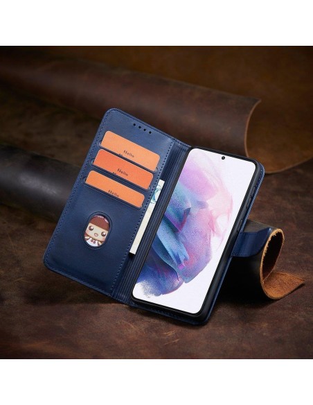 Magnet Case elegantiškas dėklas su atvartu ir stovo funkcija, skirta Samsung Galaxy S22+ (S22 Plus) mėlynai