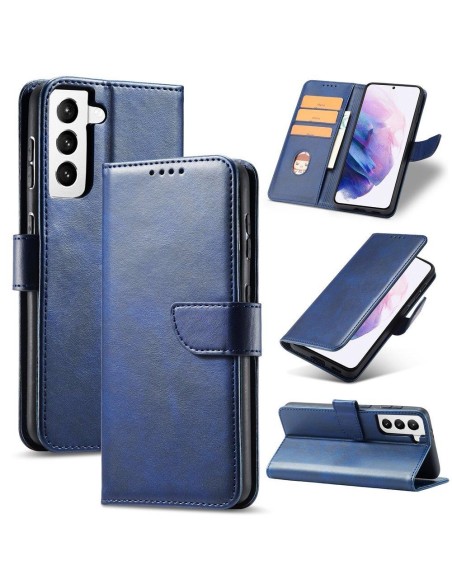 Magnet Case elegantiškas dėklas su atvartu ir stovo funkcija, skirta Samsung Galaxy S22+ (S22 Plus) mėlynai
