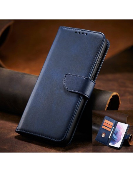 Magnet Case elegantiškas dėklas su atvartu ir stovo funkcija, skirta Samsung Galaxy S22+ (S22 Plus) mėlynai