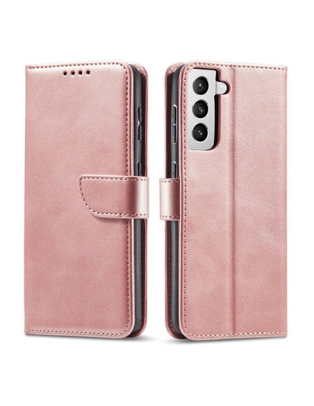 Magnet Case elegantiškas dėklas su atvartu ir stovo funkcija, skirta Samsung Galaxy S22+ (S22 Plus) rožinės spalvos Magnet Case elegantiškas dėklas su atvartu ir stovo funkcija, skirta Samsung Galaxy S22+ (S22 Plus) rožinės spalvos