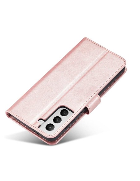 Magnet Case elegantiškas dėklas su atvartu ir stovo funkcija, skirta Samsung Galaxy S22+ (S22 Plus) rožinės spalvos Magnet Case elegantiškas dėklas su atvartu ir stovo funkcija, skirta Samsung Galaxy S22+ (S22 Plus) rožinės spalvos