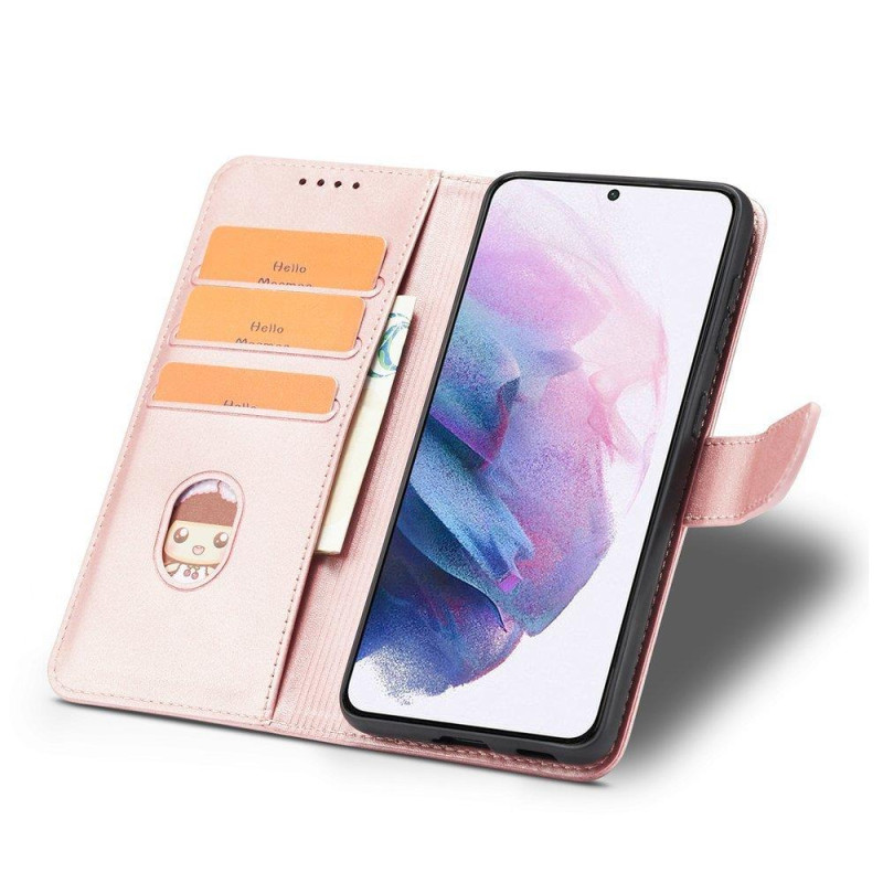 Magnet Case elegantiškas dėklas su atvartu ir stovo funkcija, skirta Samsung Galaxy S22+ (S22 Plus) rožinės spalvos