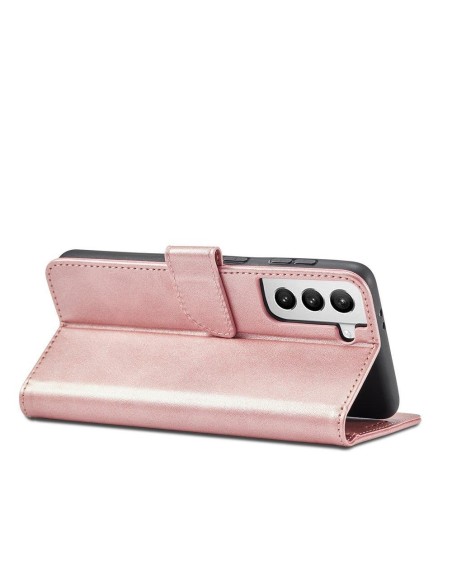 Magnet Case elegantiškas dėklas su atvartu ir stovo funkcija, skirta Samsung Galaxy S22+ (S22 Plus) rožinės spalvos Magnet Case elegantiškas dėklas su atvartu ir stovo funkcija, skirta Samsung Galaxy S22+ (S22 Plus) rožinės spalvos