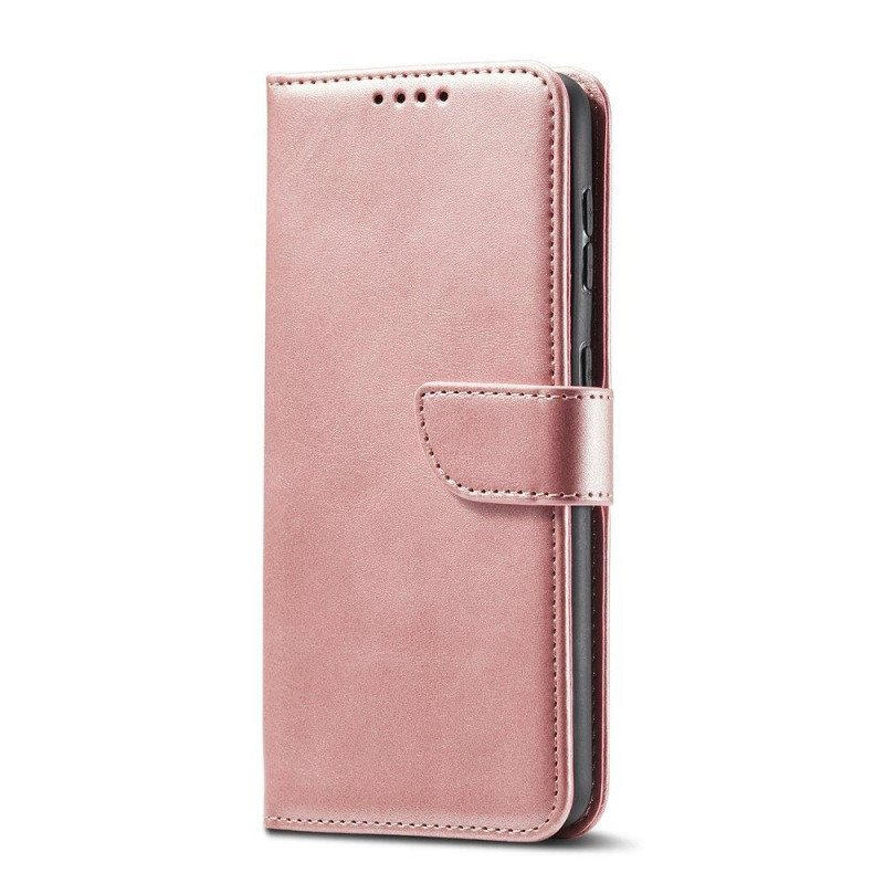 Magnet Case elegantiškas dėklas su atvartu ir stovo funkcija, skirta Samsung Galaxy S22+ (S22 Plus) rožinės spalvos