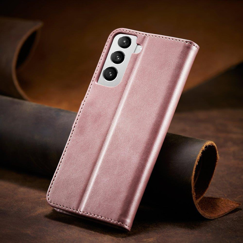 Magnet Case elegantiškas dėklas su atvartu ir stovo funkcija, skirta Samsung Galaxy S22+ (S22 Plus) rožinės spalvos