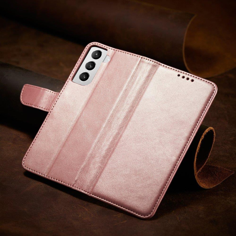 Magnet Case elegantiškas dėklas su atvartu ir stovo funkcija, skirta Samsung Galaxy S22+ (S22 Plus) rožinės spalvos