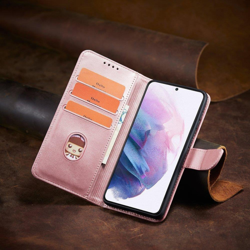 Magnet Case elegantiškas dėklas su atvartu ir stovo funkcija, skirta Samsung Galaxy S22+ (S22 Plus) rožinės spalvos