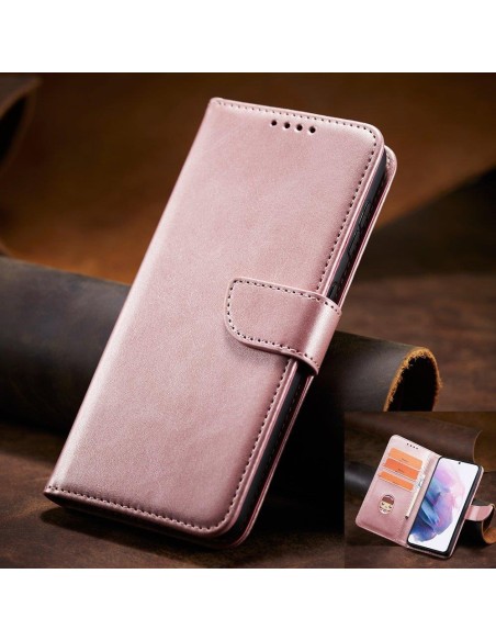 Magnet Case elegantiškas dėklas su atvartu ir stovo funkcija, skirta Samsung Galaxy S22+ (S22 Plus) rožinės spalvos Magnet Case elegantiškas dėklas su atvartu ir stovo funkcija, skirta Samsung Galaxy S22+ (S22 Plus) rožinės spalvos