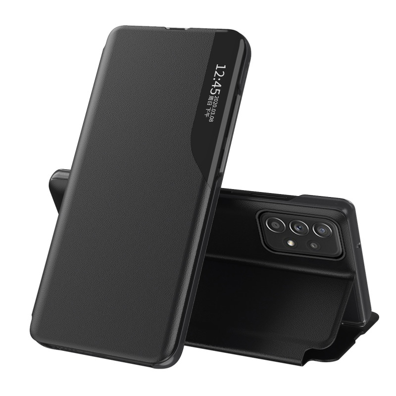 Eco Leather View Case elegantiškas atverčiamas dėklas su stovo funkcija, skirtas Samsung Galaxy A53 5G juodas Eco Leather View Case elegantiškas atverčiamas dėklas su stovo funkcija, skirtas Samsung Galaxy A53 5G juodas