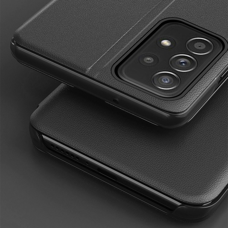 Eco Leather View Case elegantiškas atverčiamas dėklas su stovo funkcija, skirtas Samsung Galaxy A53 5G juodas