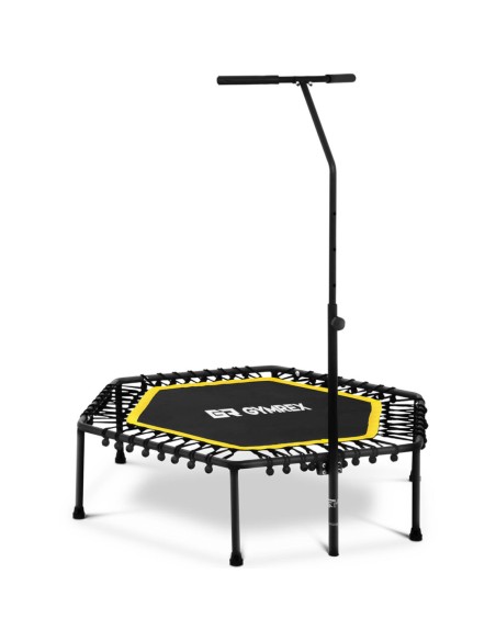 Fitneso batutas mankštai su reguliuojama rankena 124 cm juodos ir geltonos spalvos