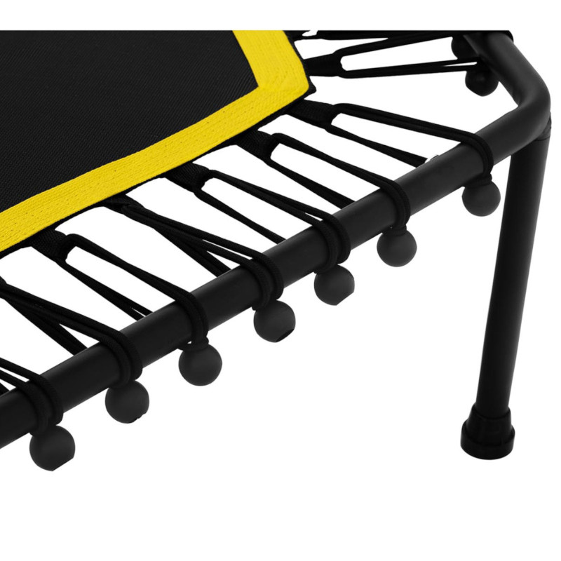 Fitneso batutas mankštai su reguliuojama rankena 124 cm juodos ir geltonos spalvos