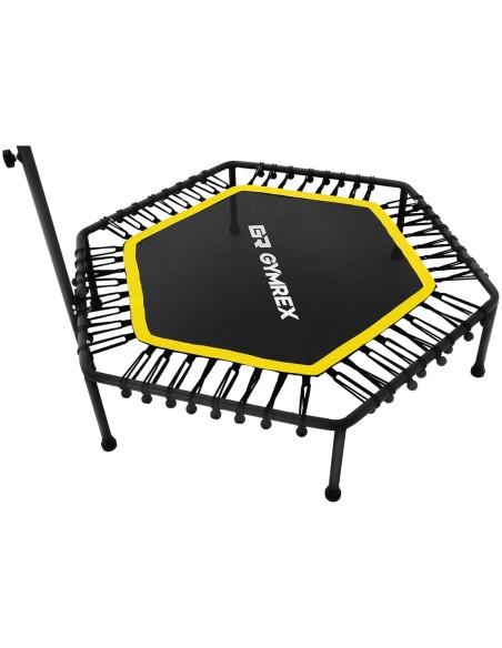 Fitneso batutas mankštai su reguliuojama rankena 124 cm juodos ir geltonos spalvos