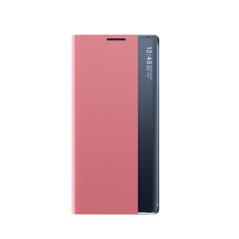 Naujas Sleep Case dangtelis su atvartu ir stovo funkcija, skirta Samsung Galaxy S22+ (S22 Plus) rožinei