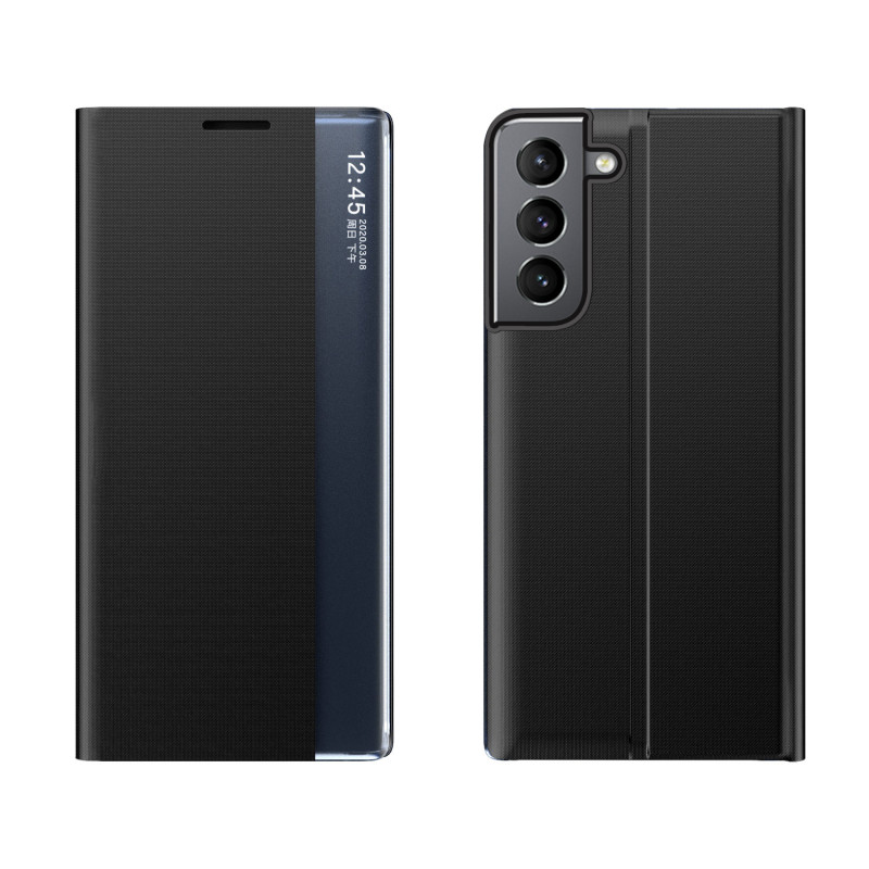 Naujas Sleep Case dangtelis su atvartu ir stovo funkcija, skirta Samsung Galaxy S22+ (S22 Plus) juoda