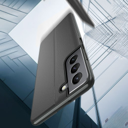 Eco Leather View Case elegantiškas dėklas su atvartu ir stovo funkcija, skirta Samsung Galaxy S22+ (S22 Plus) raudona