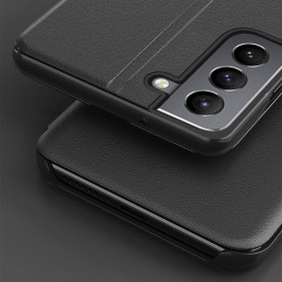 Eco Leather View Case elegantiškas dėklas su atvartu ir stovo funkcija, skirta Samsung Galaxy S22+ (S22 Plus) raudona