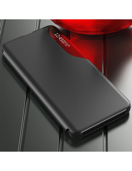 Eco Leather View Case elegantiškas dėklas su atvartu ir stovo funkcija, skirta Samsung Galaxy S22+ (S22 Plus) raudona