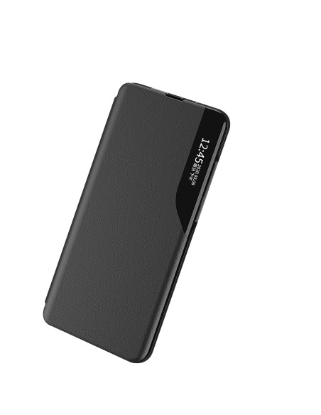 Eco Leather View Case elegantiškas dėklas su atvartu ir stovo funkcija, skirta Samsung Galaxy S22+ (S22 Plus) juoda