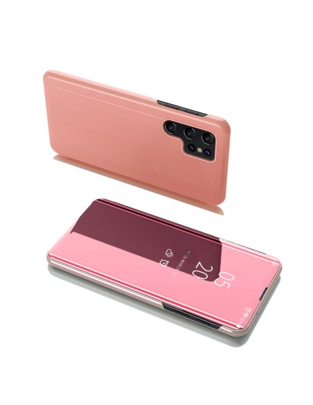 Clear View Case atverčiamas dėklas, skirtas Samsung Galaxy S22 Ultra rožinis Clear View Case atverčiamas dėklas, skirtas Samsung Galaxy S22 Ultra rožinis