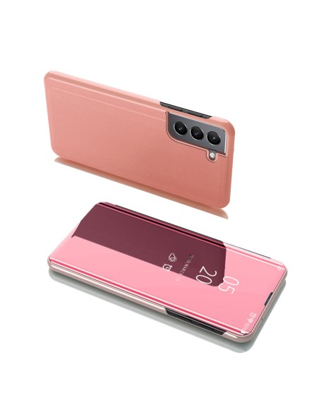 Clear View Case atverčiamas dėklas, skirtas Samsung Galaxy S22+ (S22 Plus), rožinis