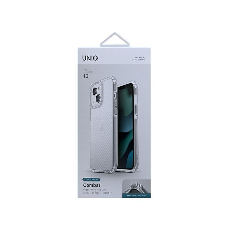 Uniq Combat dėklas iPhone 13 - skaidrus
