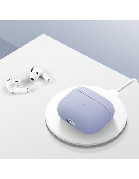 Uniq Lino silikoninis dėklas, skirtas AirPods 3 - smėlio spalvos Uniq Lino silikoninis dėklas, skirtas AirPods 3 - smėlio spalvos