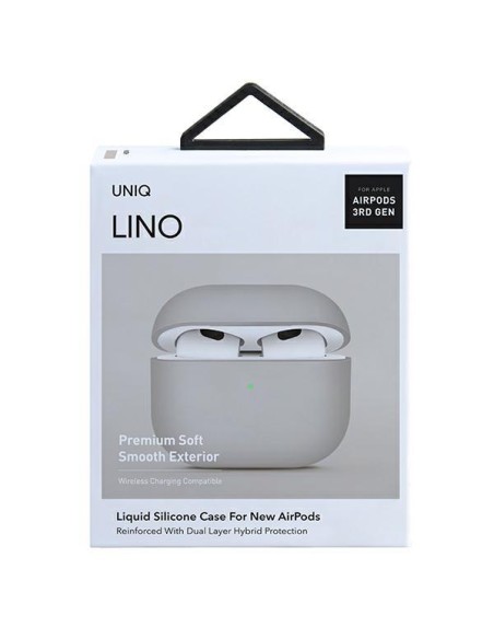 Uniq Lino silikoninis dėklas, skirtas AirPods 3 - smėlio spalvos Uniq Lino silikoninis dėklas, skirtas AirPods 3 - smėlio spalvos