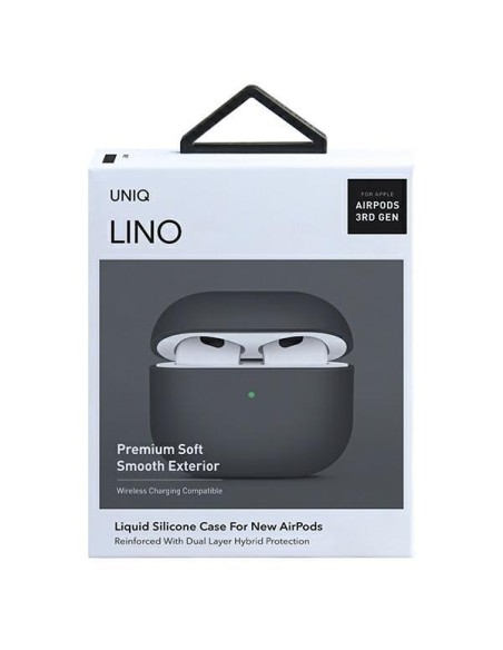 Uniq Lino silikoninis dėklas, skirtas AirPods 3 - pilkas