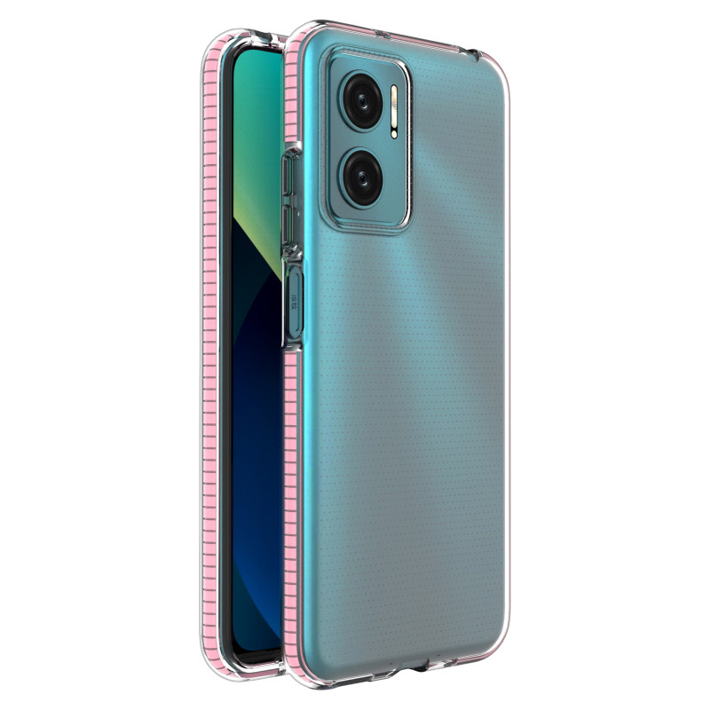 Spring Case, gelinis dėklas su spalvingu rėmeliu, skirtas Xiaomi Redmi 10, šviesiai rožinis