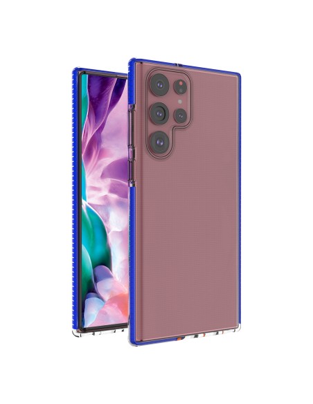 Spring Case gelio dėklas su spalvingu rėmeliu, skirtu Samsung Galaxy S22 Ultra tamsiai mėlynai Spring Case gelio dėklas su spalvingu rėmeliu, skirtu Samsung Galaxy S22 Ultra tamsiai mėlynai