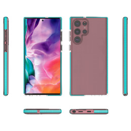 Spring Case gelio dėklas su spalvingu rėmeliu, skirtu Samsung Galaxy S22 Ultra tamsiai mėlynai