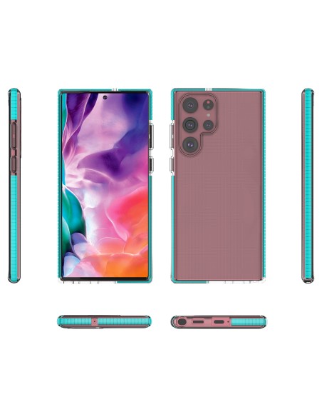Spring Case gelio dėklas su spalvingu rėmeliu, skirtu Samsung Galaxy S22 Ultra tamsiai mėlynai Spring Case gelio dėklas su spalvingu rėmeliu, skirtu Samsung Galaxy S22 Ultra tamsiai mėlynai