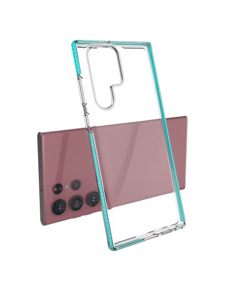 Spring Case gelio dėklas su spalvingu rėmeliu, skirtu Samsung Galaxy S22 Ultra tamsiai mėlynai Spring Case gelio dėklas su spalvingu rėmeliu, skirtu Samsung Galaxy S22 Ultra tamsiai mėlynai