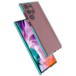 Spring Case gelio dėklas su spalvingu rėmeliu, skirtu Samsung Galaxy S22 Ultra tamsiai mėlynai