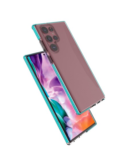 Spring Case gelio dėklas su spalvingu rėmeliu, skirtu Samsung Galaxy S22 Ultra tamsiai mėlynai Spring Case gelio dėklas su spalvingu rėmeliu, skirtu Samsung Galaxy S22 Ultra tamsiai mėlynai