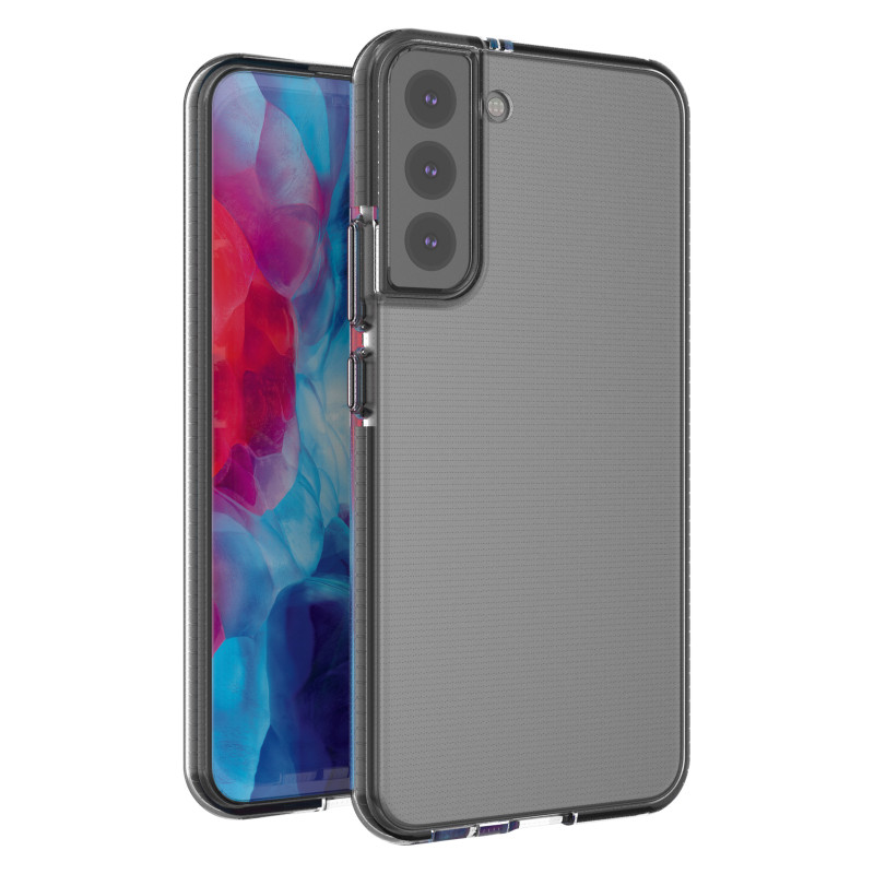 Spring Case padengtas gelio dėklas su spalvingu rėmeliu, skirtas Samsung Galaxy S22+ (S22 Plus) juodas Spring Case padengtas gelio dėklas su spalvingu rėmeliu, skirtas Samsung Galaxy S22+ (S22 Plus) juodas