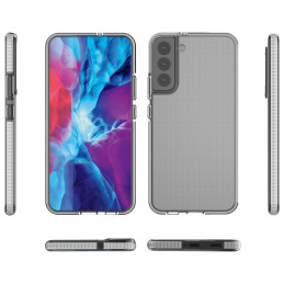 Spring Case padengtas gelio dėklas su spalvingu rėmeliu, skirtas Samsung Galaxy S22+ (S22 Plus) juodas