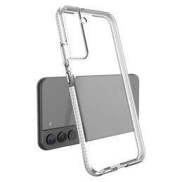 Spring Case padengtas gelio dėklas su spalvingu rėmeliu, skirtas Samsung Galaxy S22+ (S22 Plus) šviesiai rausvai
