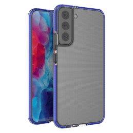 Spring Case padengtas gelio dėklas su spalvingu rėmeliu, skirtas Samsung Galaxy S22+ (S22 Plus) tamsiai mėlynai