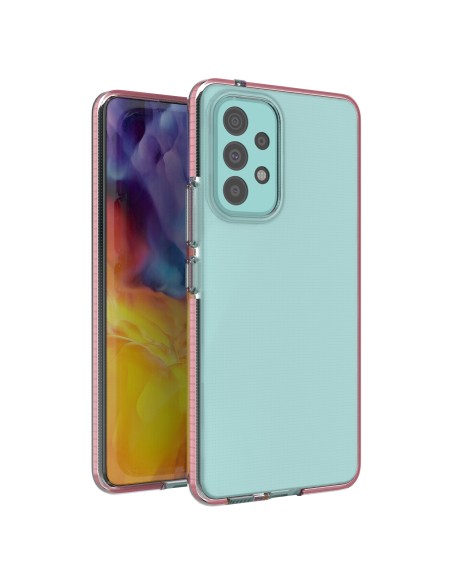 Spring Case, gelinis dėklas su spalvingu rėmeliu, skirtas Samsung Galaxy A73, šviesiai rožinis
